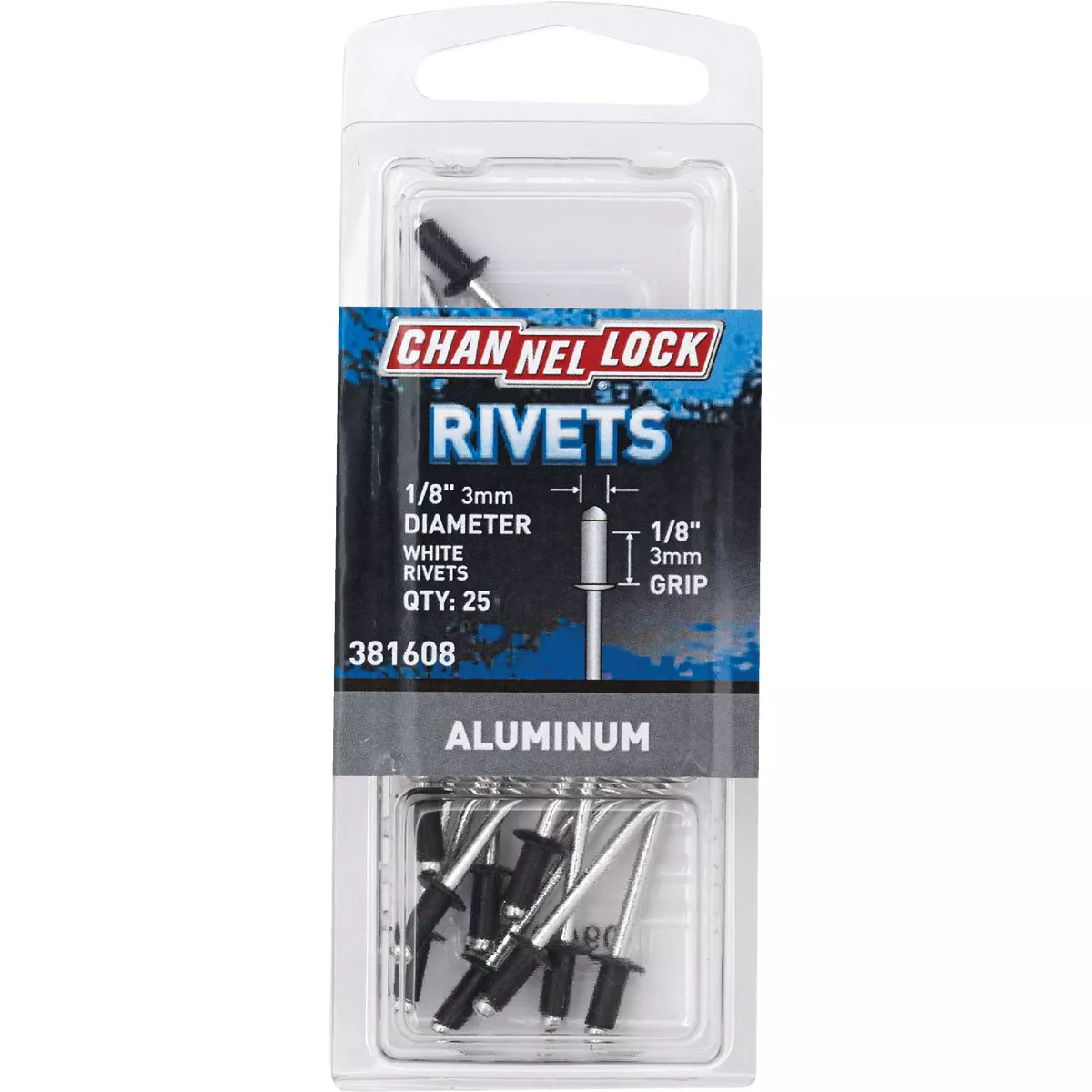 Channellock 1/8 In. Dia. x 1/8 In. Grip White Aluminum POP Rivet (25-Pack)