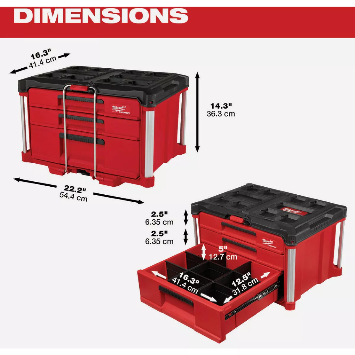 Milwaukee PACKOUT Multi-Depth 3-Drawer Tool Box, 50 Lb. Capacity - photo 6