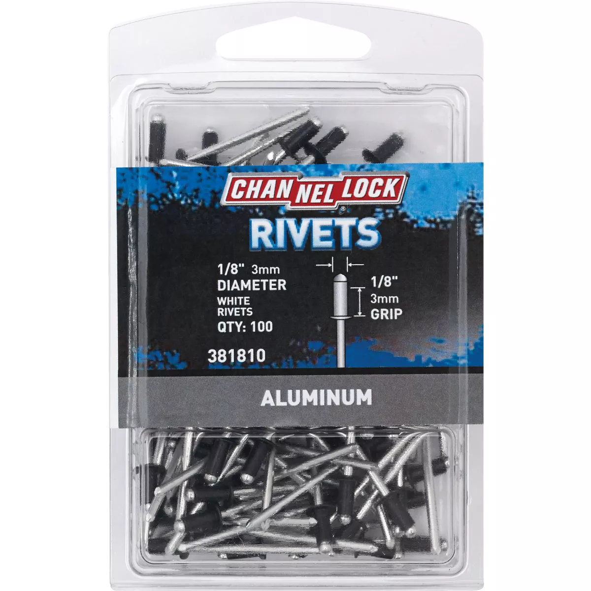 Channellock 1/8 In. Dia. x 1/8 In. Grip White Aluminum POP Rivet (100-Pack)