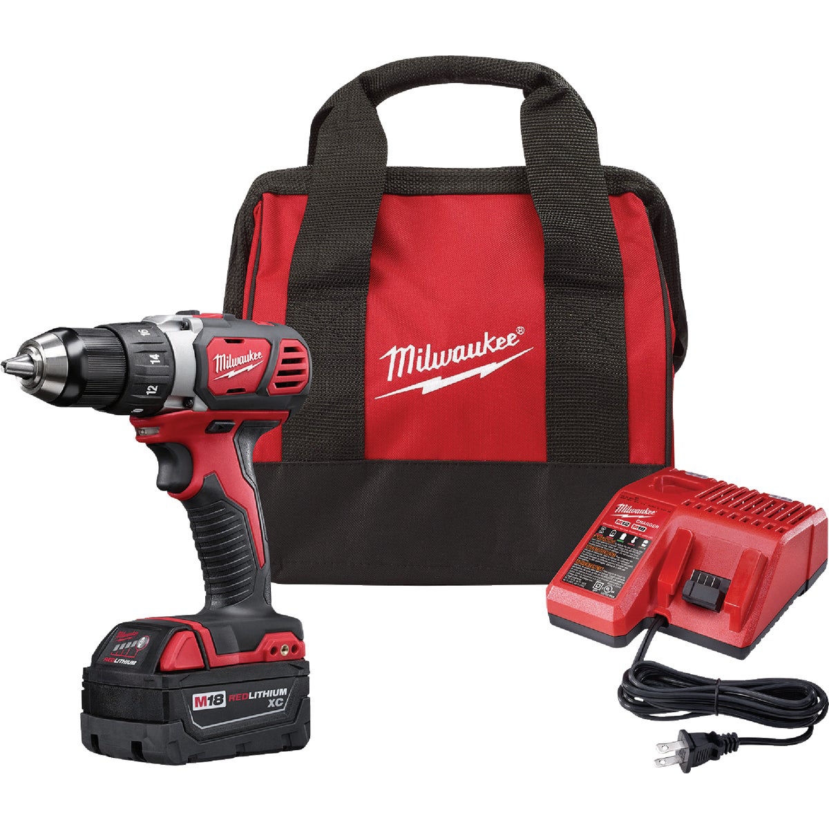 Milwaukee M18 1 or 2 In Compact Cordless Drill or Driver Kit with 2 1 5 Ah Batteries and Charger
