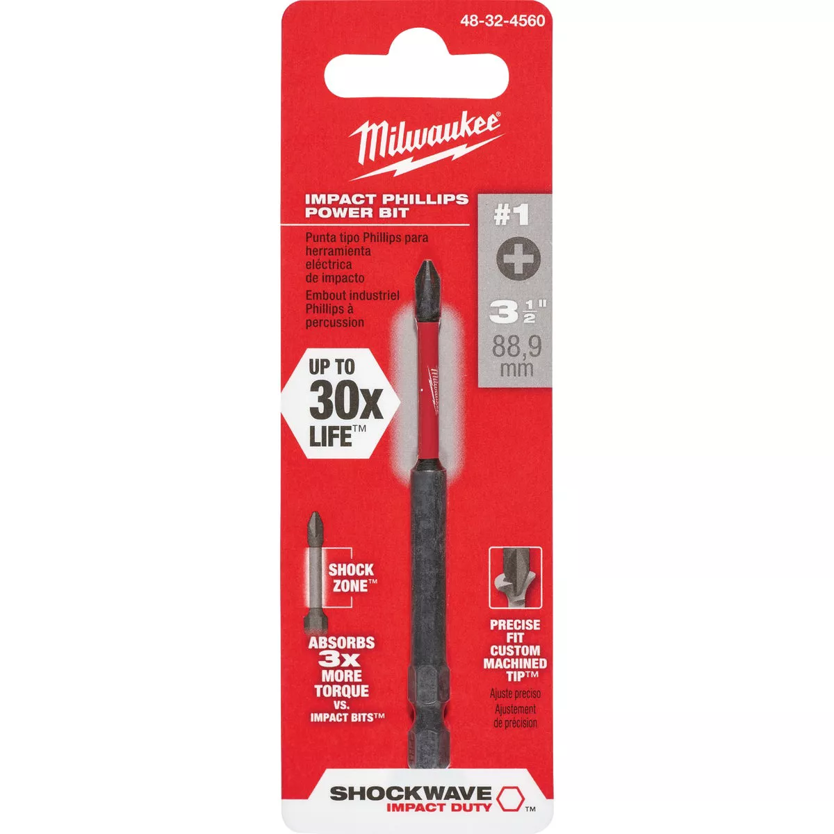 Milwaukee SHOCKWAVE #1 Phillips 3-1/2 In. Power Impact Screwdriver Bit