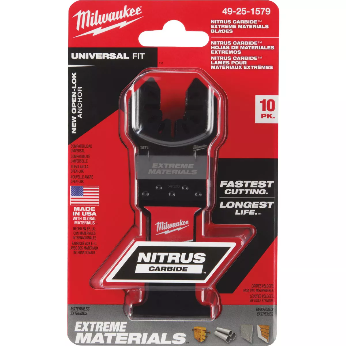 Milwaukee NITRUS CARBIDE 1-3/8 In. Extreme Materials Universal Fit OPEN-LOK Oscillating Blade (10-Pack) - photo 2