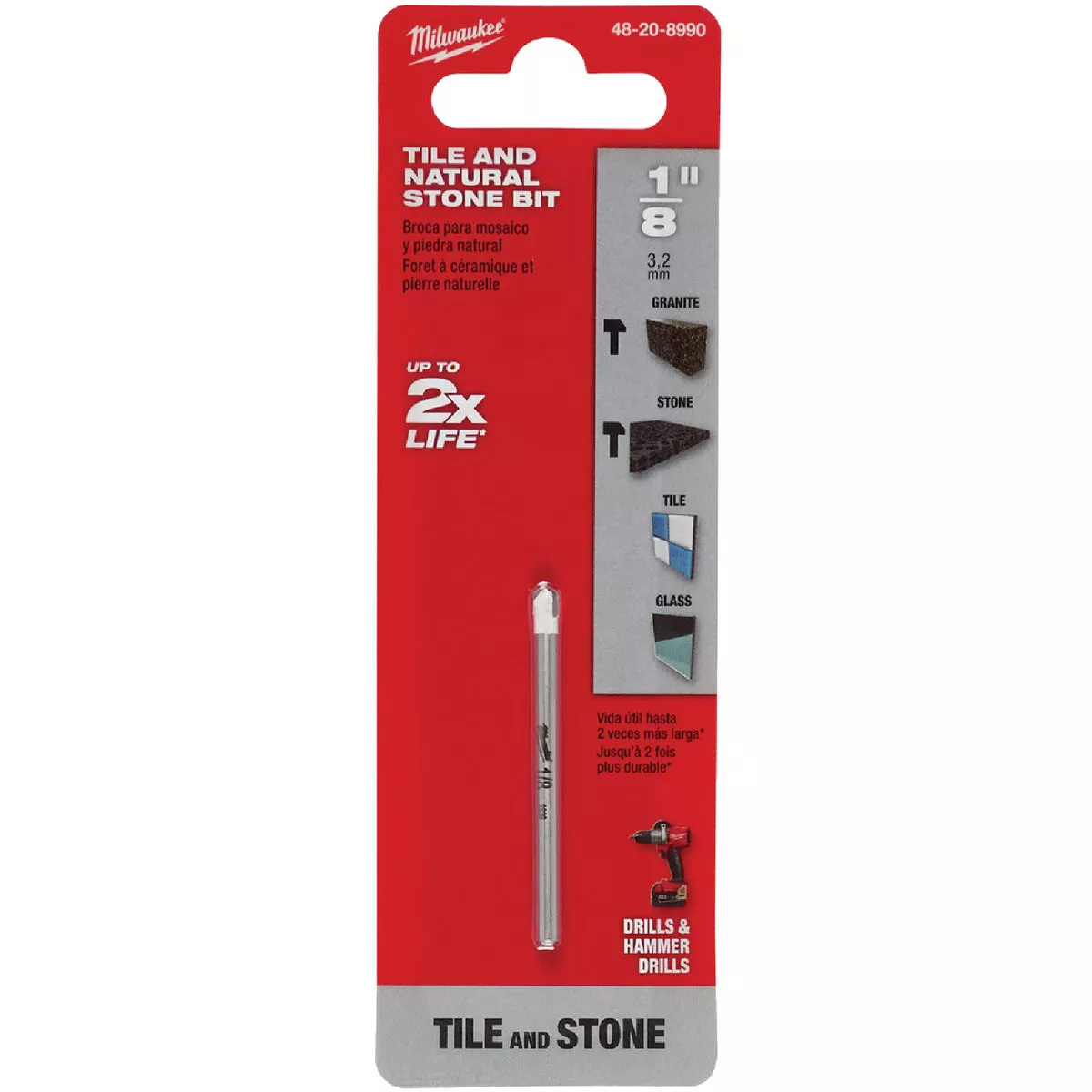 Milwaukee 1/8 In. Natural Stone, Glass and Tile Drill Bit - photo 2