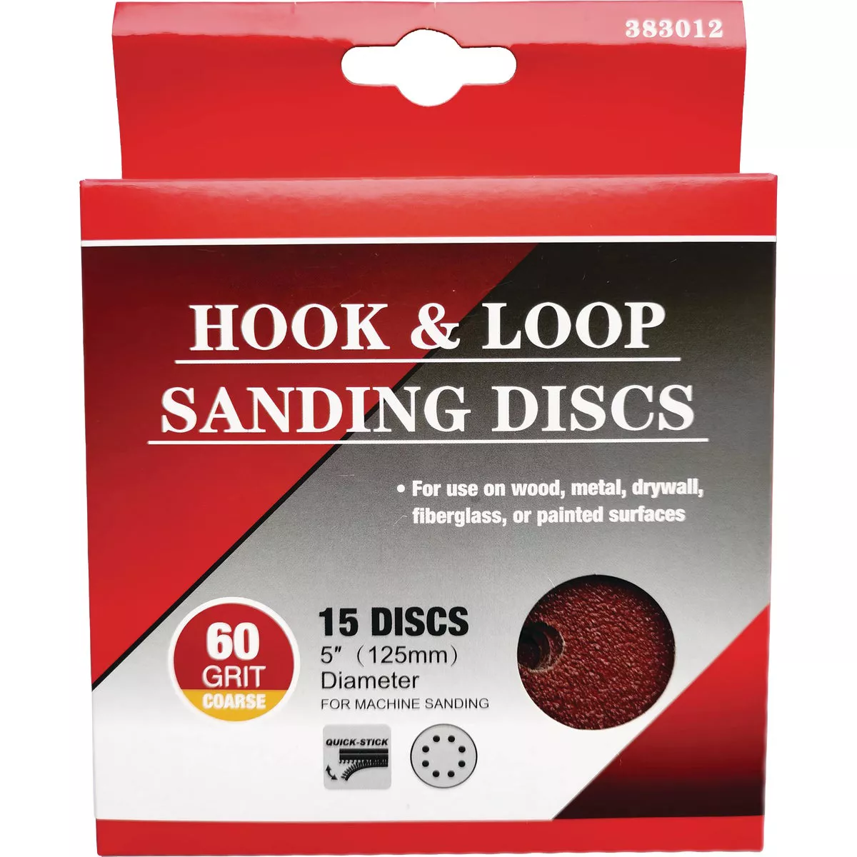 5 In. 60-Grit 8-Hole Pattern Vented Sanding Disc with Hook & Loop Backing (15-Pack) - photo 2
