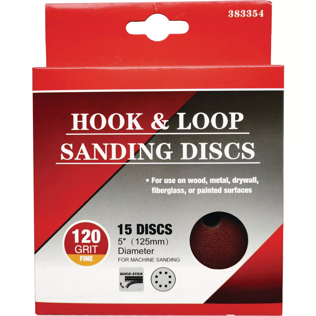 5 In. 120-Grit 8-Hole Pattern Vented Sanding Disc with Hook & Loop Backing (15-Pack) - photo 2