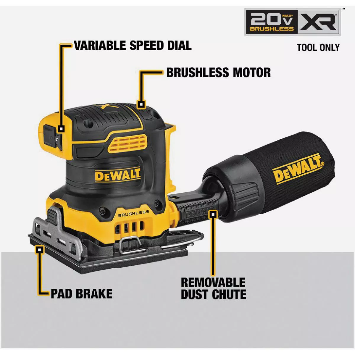 DEWALT 20V MAX XR Brushless 1/4 Sheet Variable Speed Cordless Sander (Tool Only) - photo 5