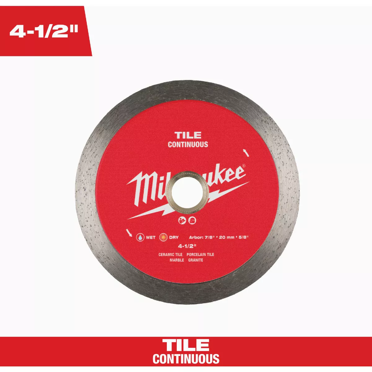Milwaukee 4-1/2 In. Continuous Rim Tile Diamond Blade