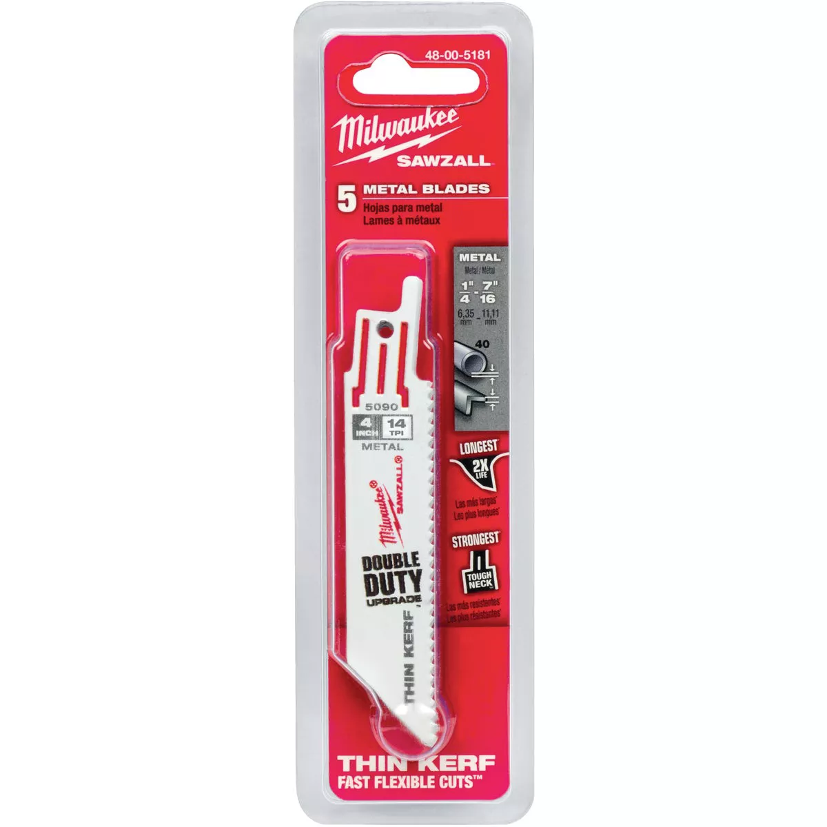 Milwaukee SAWZALL 4 In. 14 TPI Metal Reciprocating Saw Blade (5-Pack) - photo 2