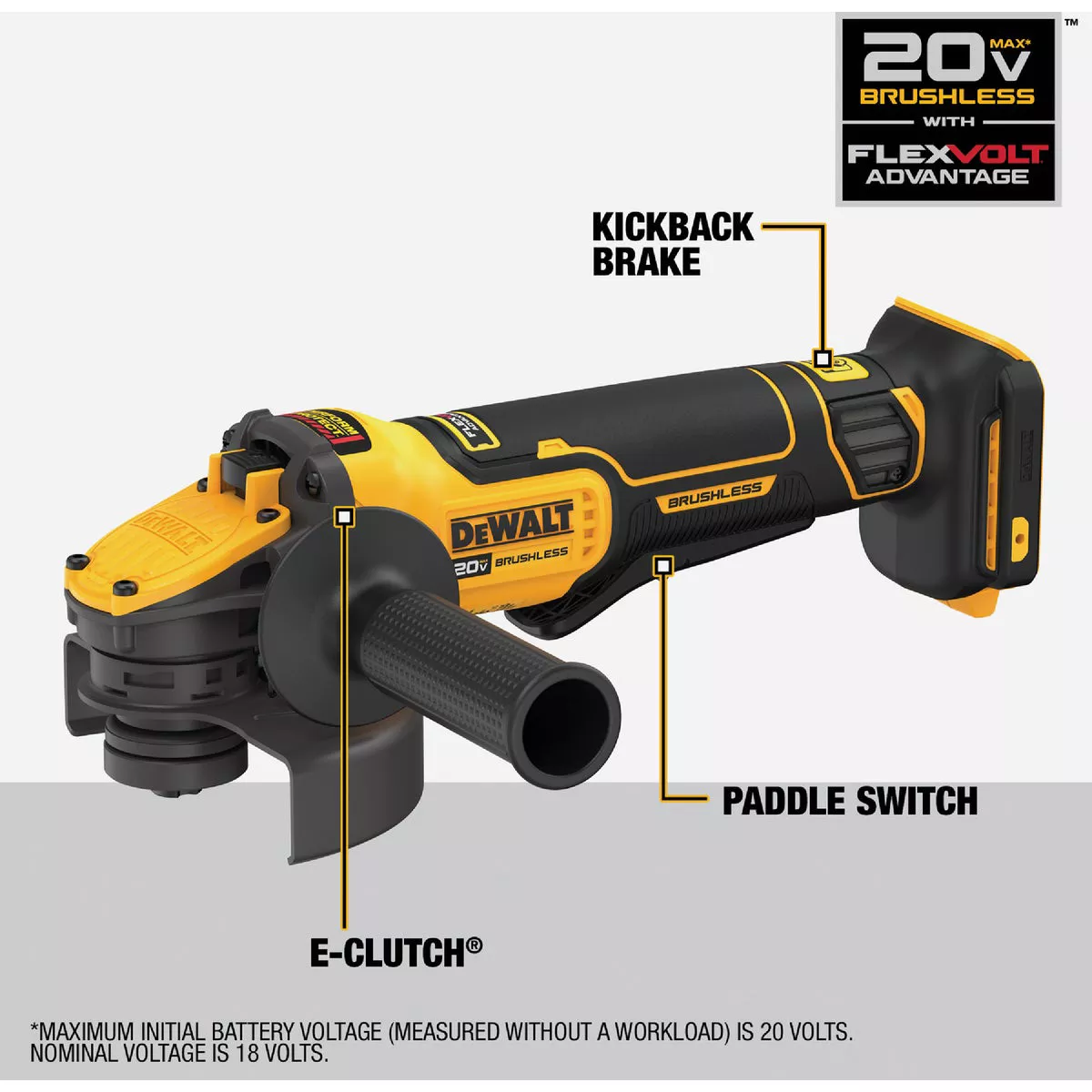 DEWALT 20V MAX 4-1/2 In. / 5 In. Brushless Cordless Angle Grinder with Paddle Switch & FLEXVOLT ADVANTAGE (Tool Only) - photo 4