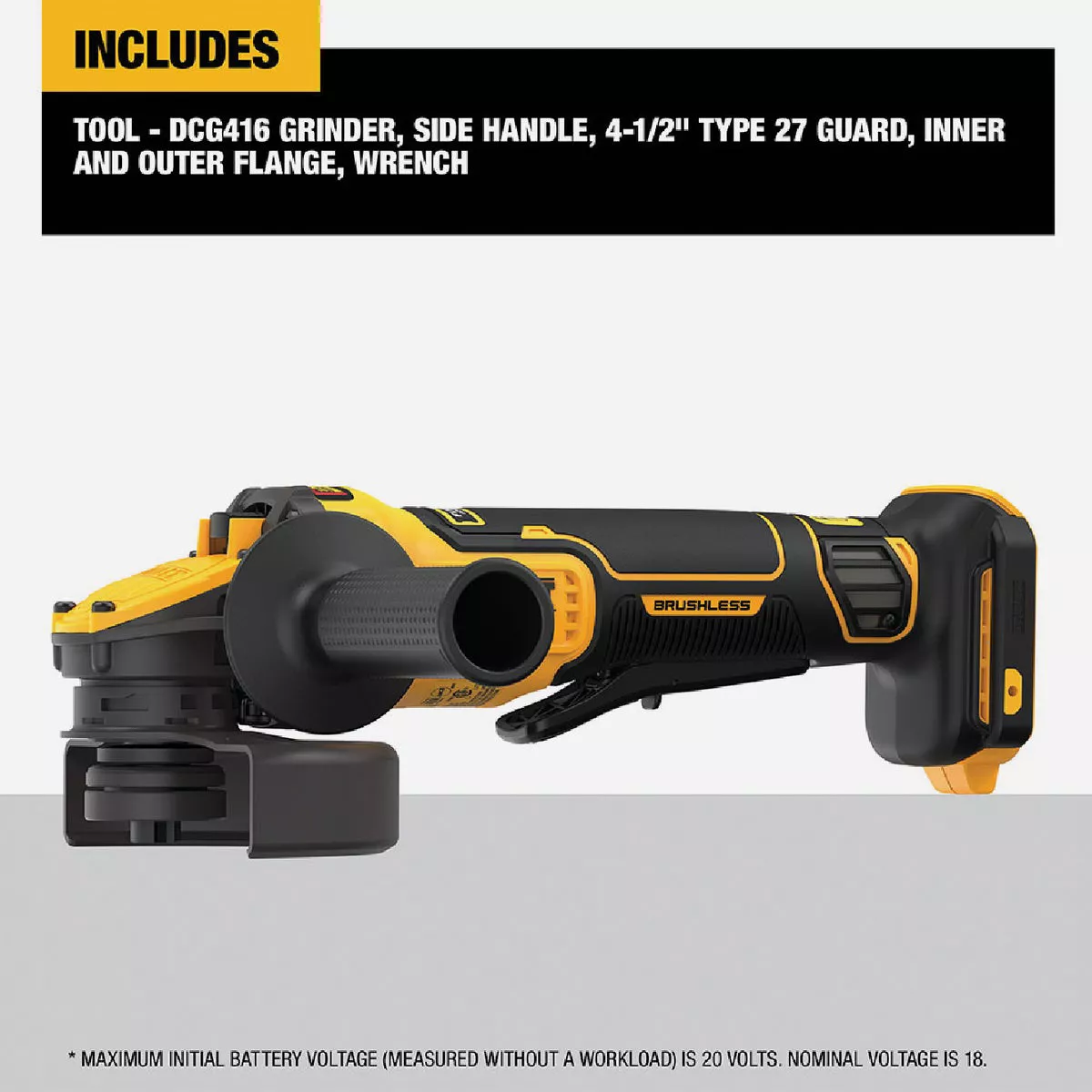 DEWALT 20V MAX 4-1/2 In. / 5 In. Brushless Cordless Angle Grinder with Paddle Switch & FLEXVOLT ADVANTAGE (Tool Only) - photo 3