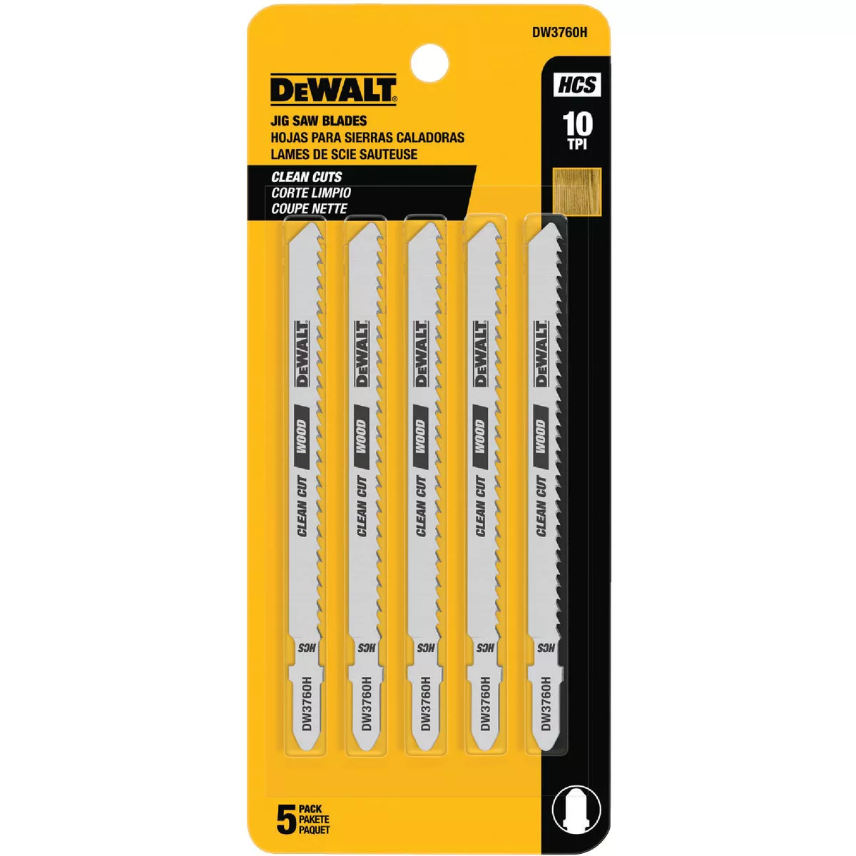 DeWalt T-Shank 4 In. x 10 TPI High Carbon Steel Jig Saw Blade, Fine Finish Wood (5-Pack) - photo 2