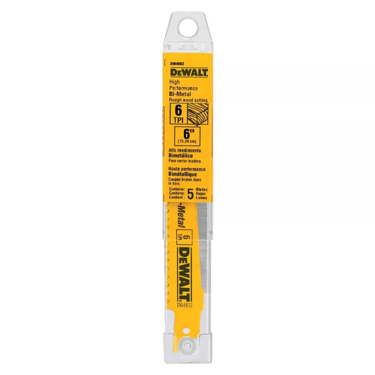 DEWALT 6 In. 6 TPI Taper Back Bi-Metal Reciprocating Saw Blade (5-Pack) - photo 2