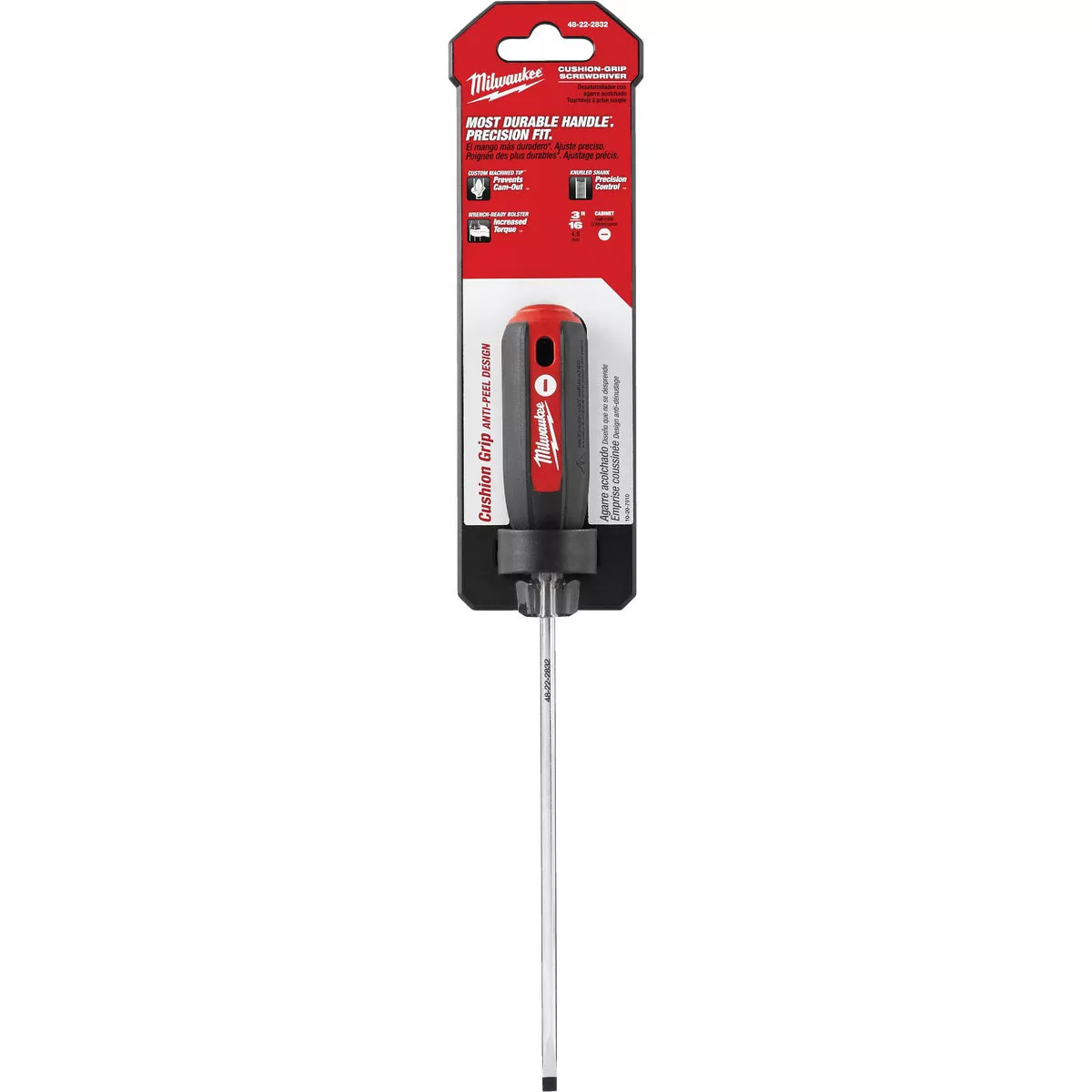 Milwaukee 3/16 In. x 6 In. Cushion Grip Cabinet Tip Slotted Screwdriver