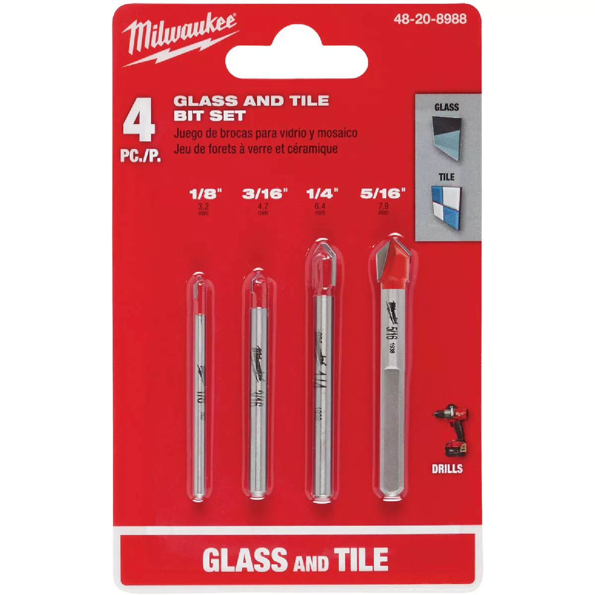 Milwaukee 4-Piece Glass and Tile Bit Set | Do it Best