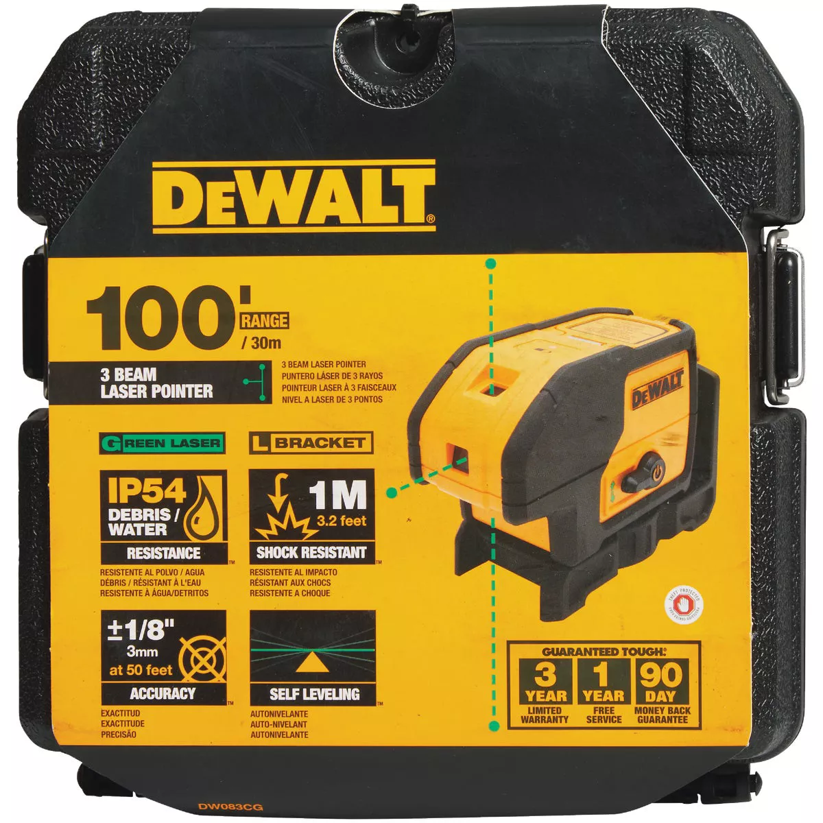 DEWALT 100 Ft. Green Self-Leveling 3-Spot Laser Level - photo 2