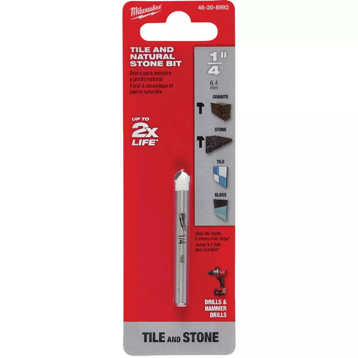 Milwaukee 1/4 In. Natural Stone, Glass and Tile Drill Bit - photo 2