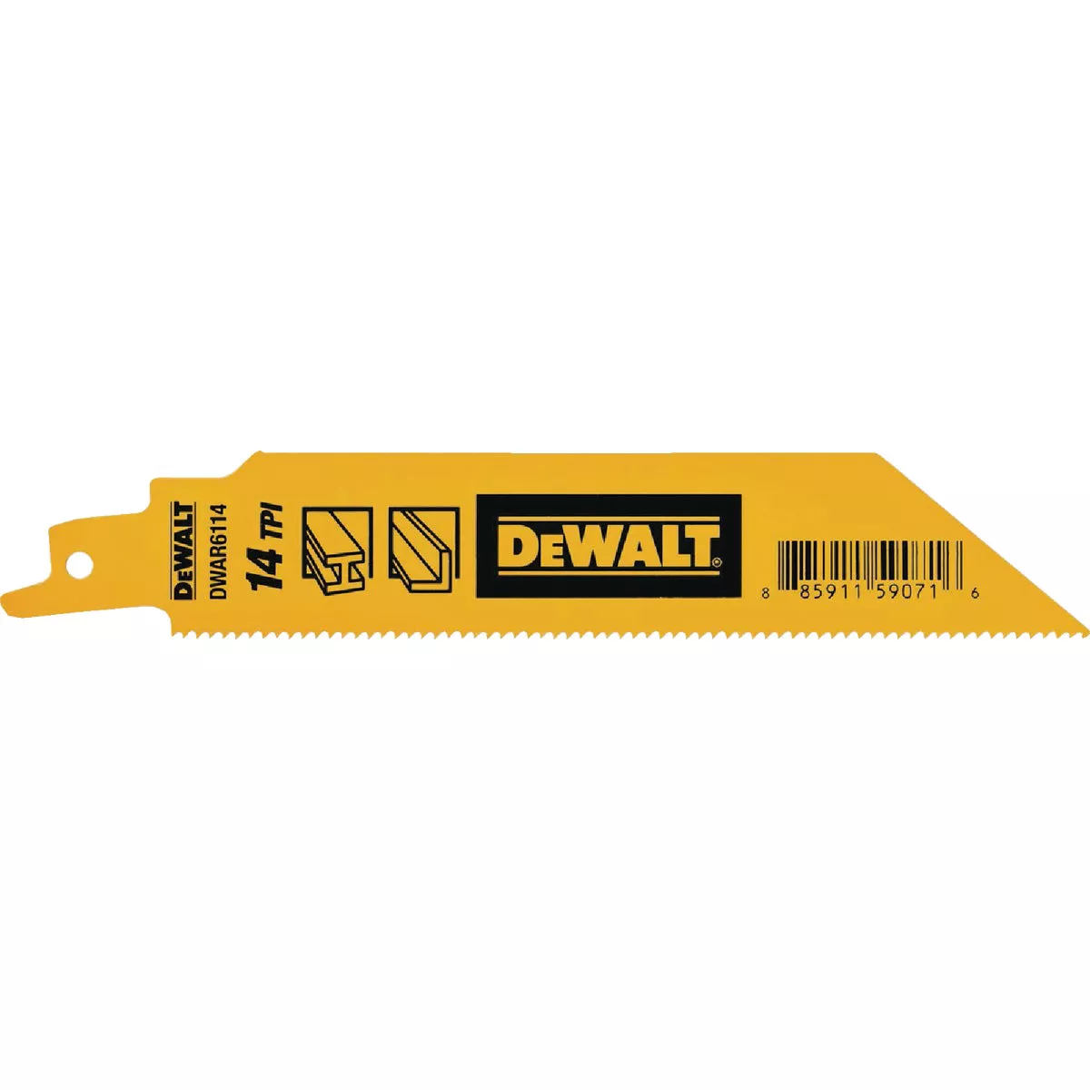 DEWALT 6 In. 14 TPI Bi-Metal Heavy Metal Reciprocating Saw Blade (5-Pack)