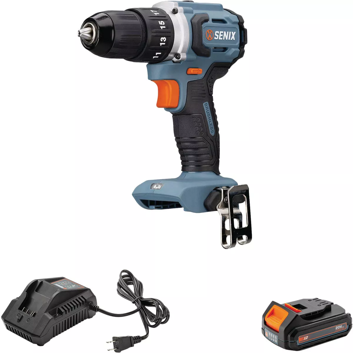 Senix X2 20 Volt Max Brushless 1/2 In. Cordless Drill/Driver Kit with 2.0 Ah Battery & Charger - photo 4