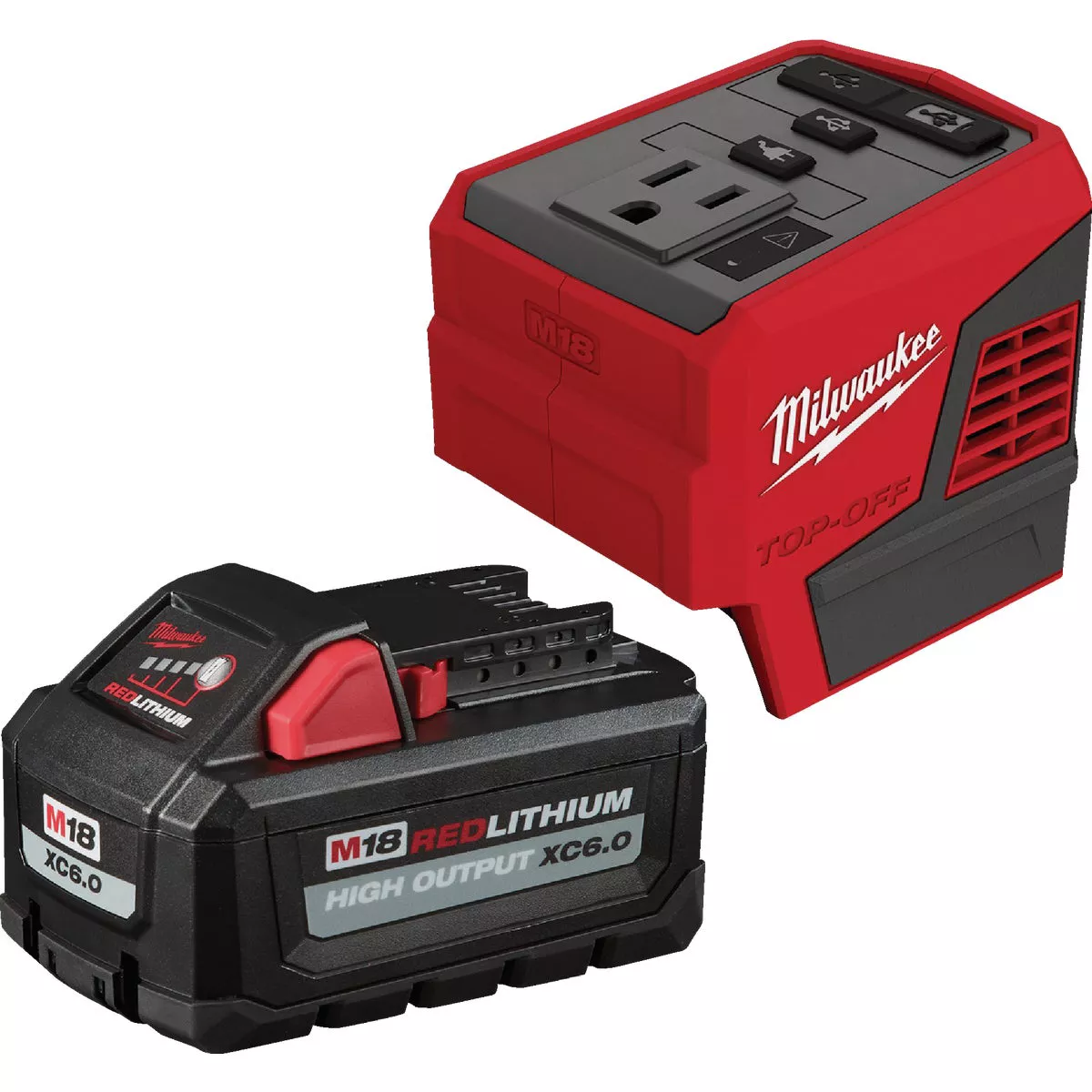 Milwaukee M18 Lithium-Ion Top Off 175W Power Source with 6.0 Ah Battery ...