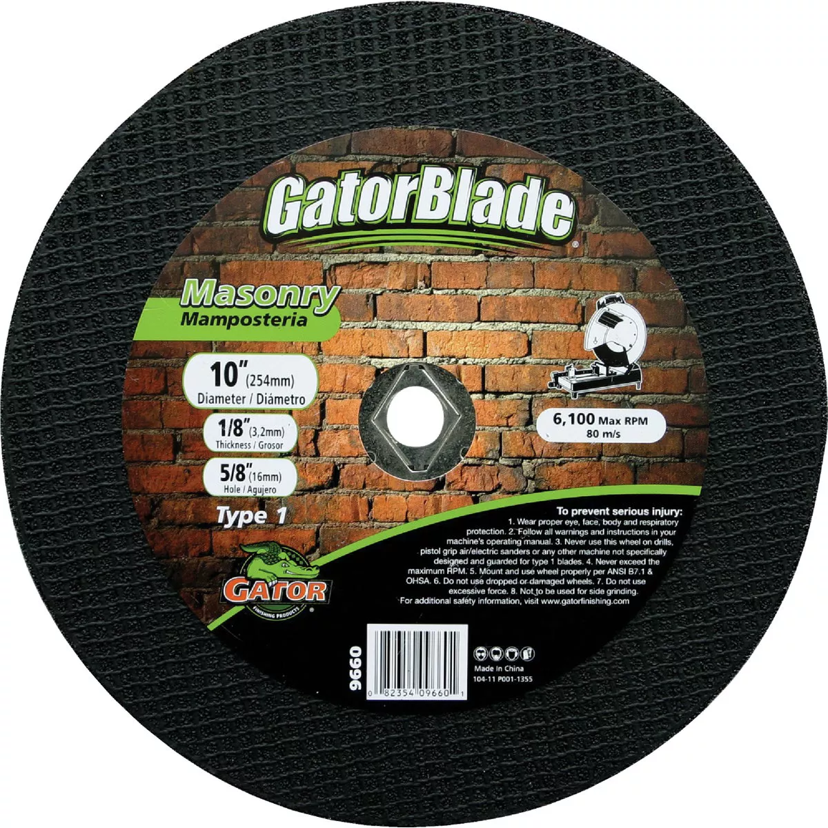 Gator Blade Type 1 10 In. x 1/8 In. x 5/8 In. Masonry Cut-Off Wheel