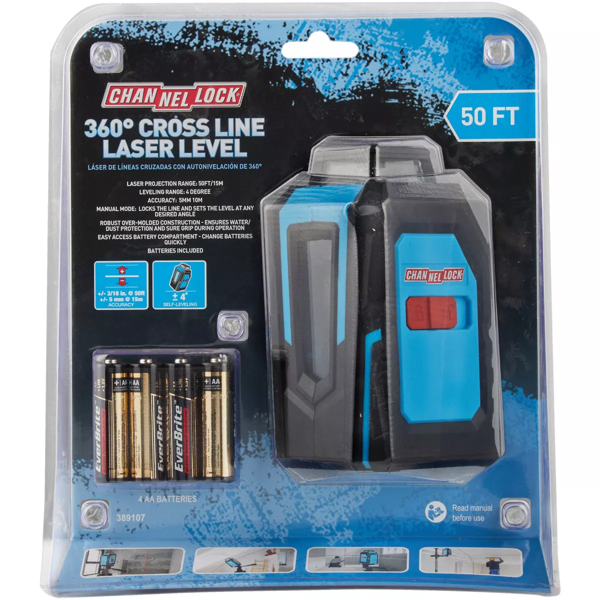 Channellock 50 Ft. Self-Leveling 360-Degree Cross-Line Laser Level - photo 2