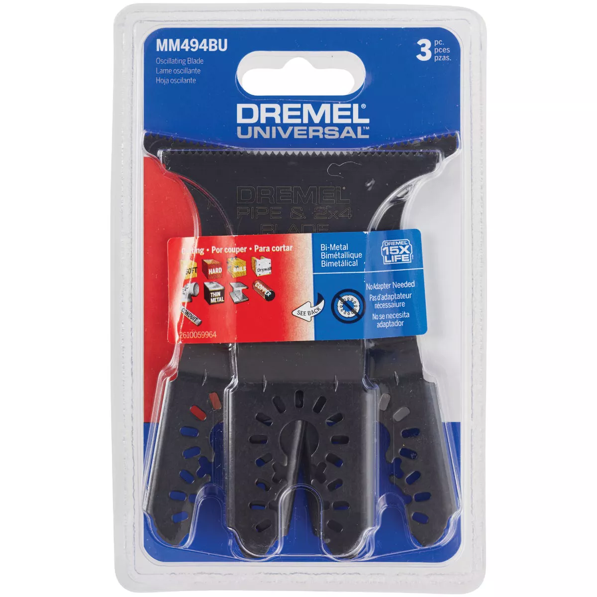 Dremel Universal 2-3/4 In. Bi-Metal Wood/Metal Oscillating Blade (3-Pack) - photo 2