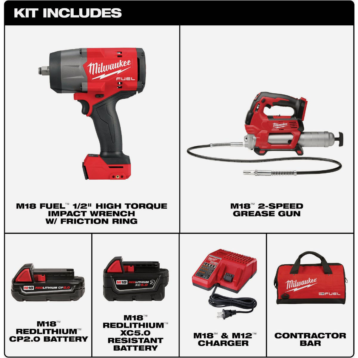 Milwaukee M18 FUEL 18-Volt Lithium-Ion Brushless Cordless 1/2 in. Impact  Wrench with Friction Ring Kit with One 5.0Ah Batteries