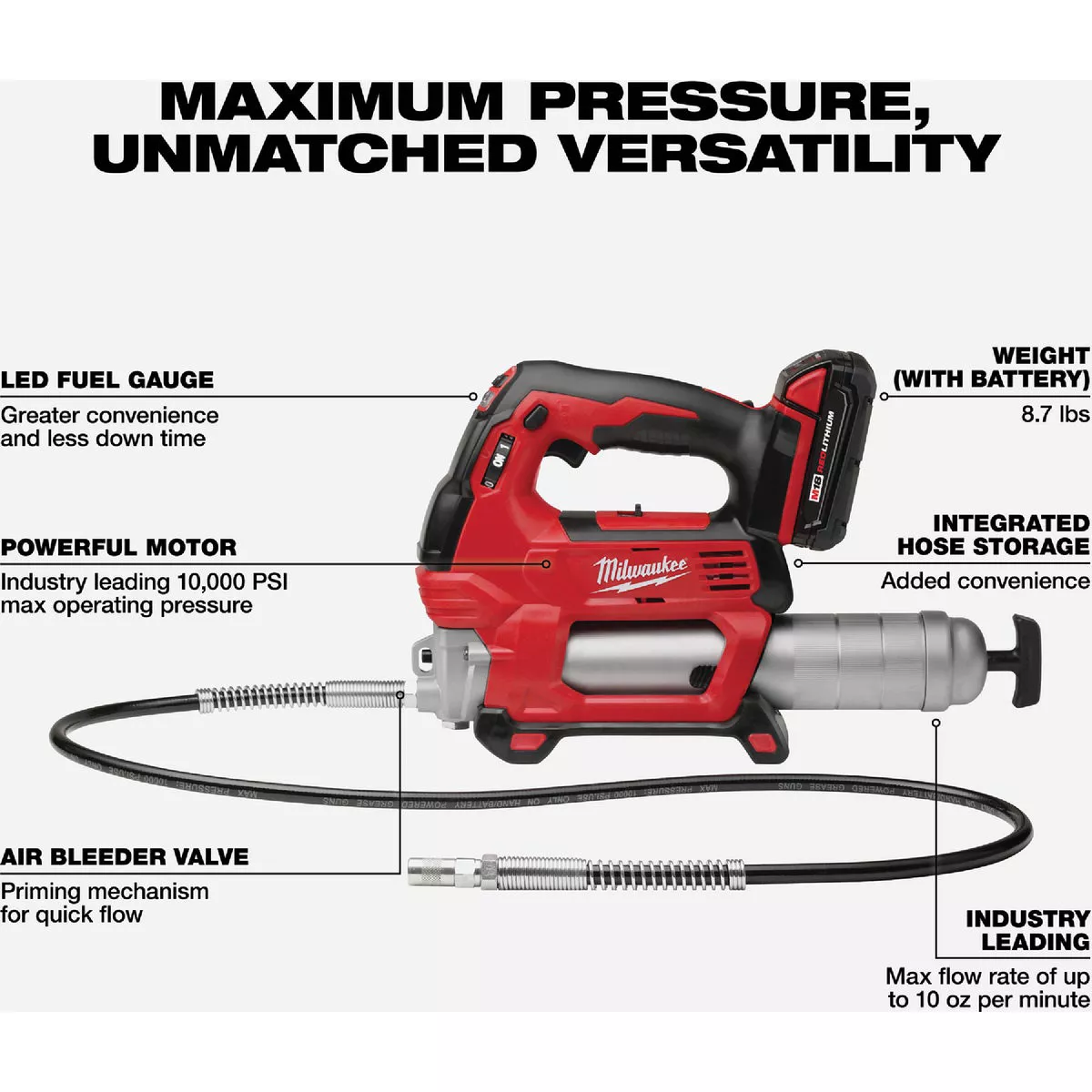 Milwaukee M18 FUEL 2-Tool Brushless Cordless High Torque Impact Wrench & Grease Gun Combo Kit with (1) 5.0 Ah Battery, (1) 2.0 Ah Battery & Charger - photo 4