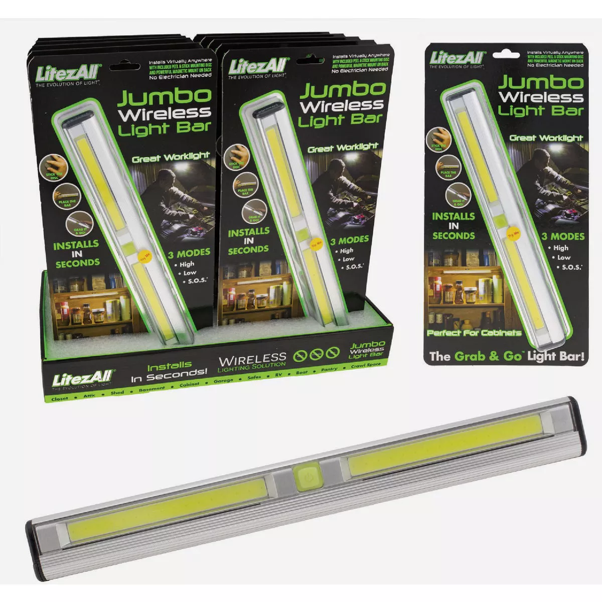 LitezAll Promier Products White COB LED Jumbo Wireless Light Bar