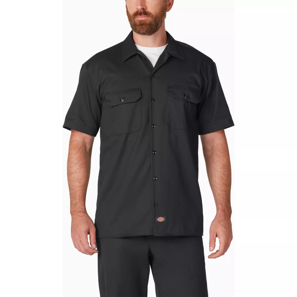 Dickies Men's Large Black Short Sleeve Button-Down Work Shirt