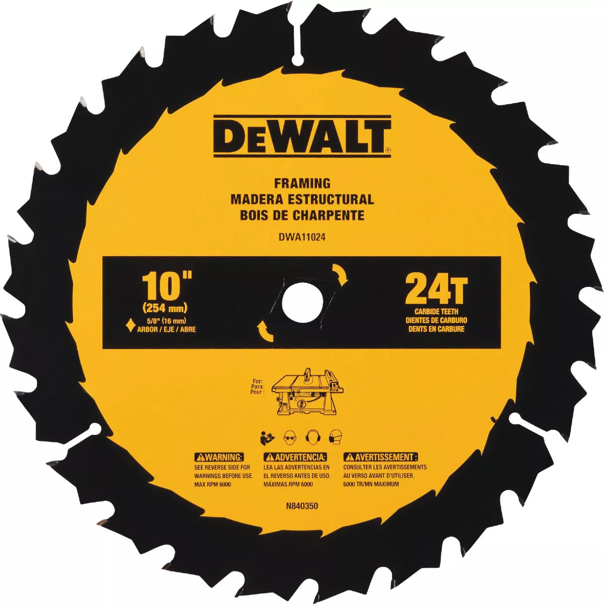 DEWALT 10 In. 24-Tooth General Purpose Circular Saw Blade
