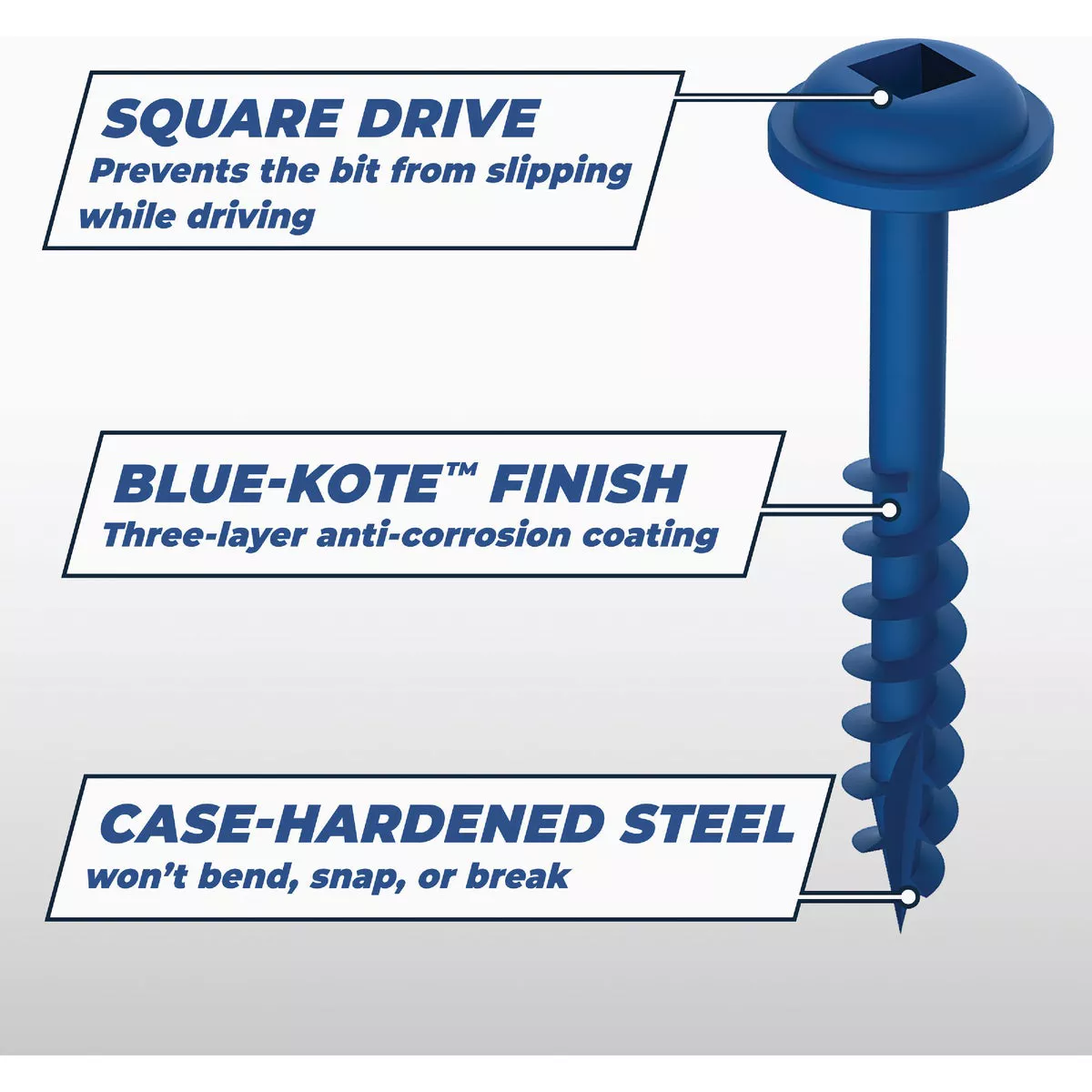 Kreg Blue-Kote #8 x 2-1/2 In. Square Coarse Thread Maxi-Loc Head Pocket-Hole Screw (125 Ct.) - photo 3