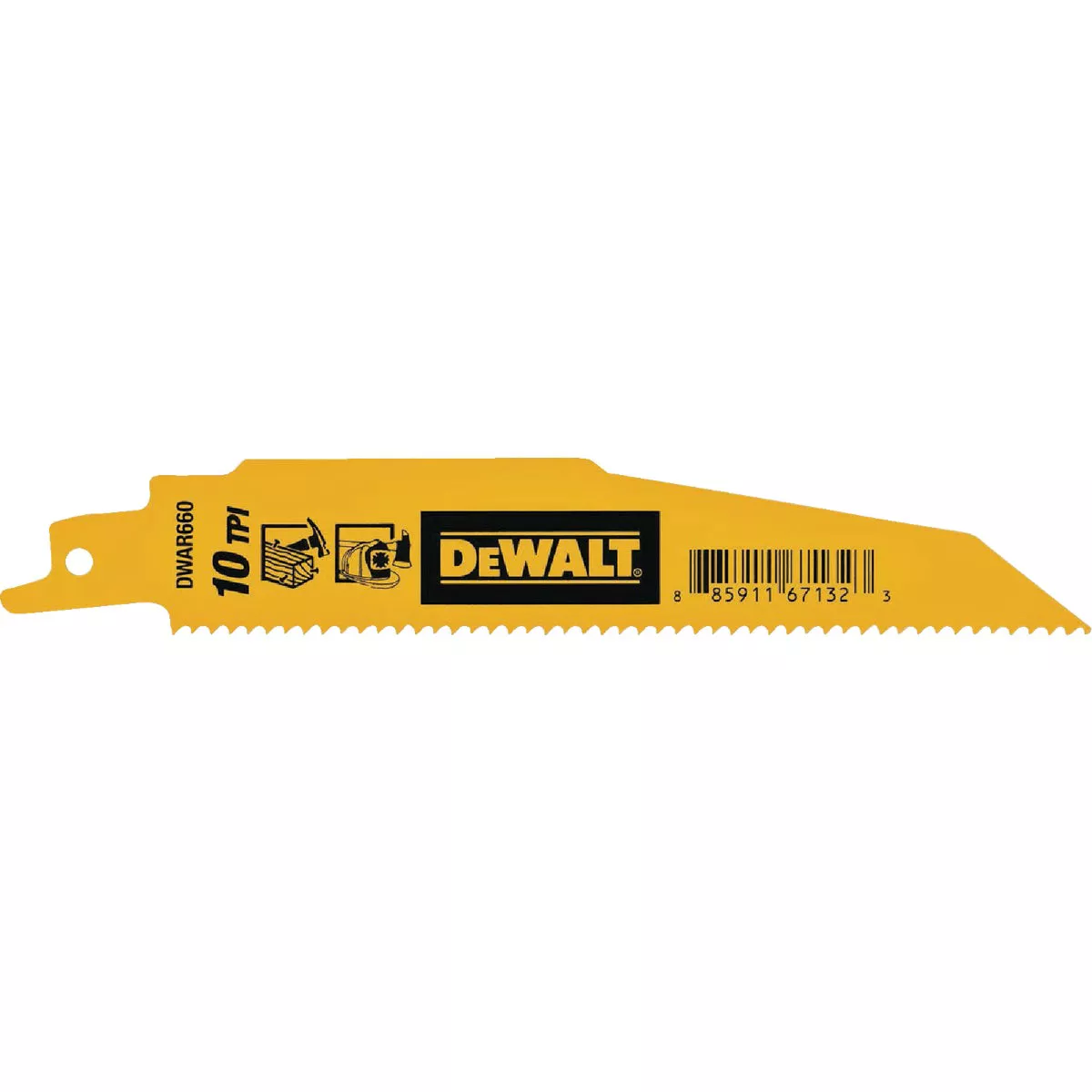 DEWALT 6 In. 10 TPI Demolition Bi-Metal Reciprocating Saw Blade (5-Pack)