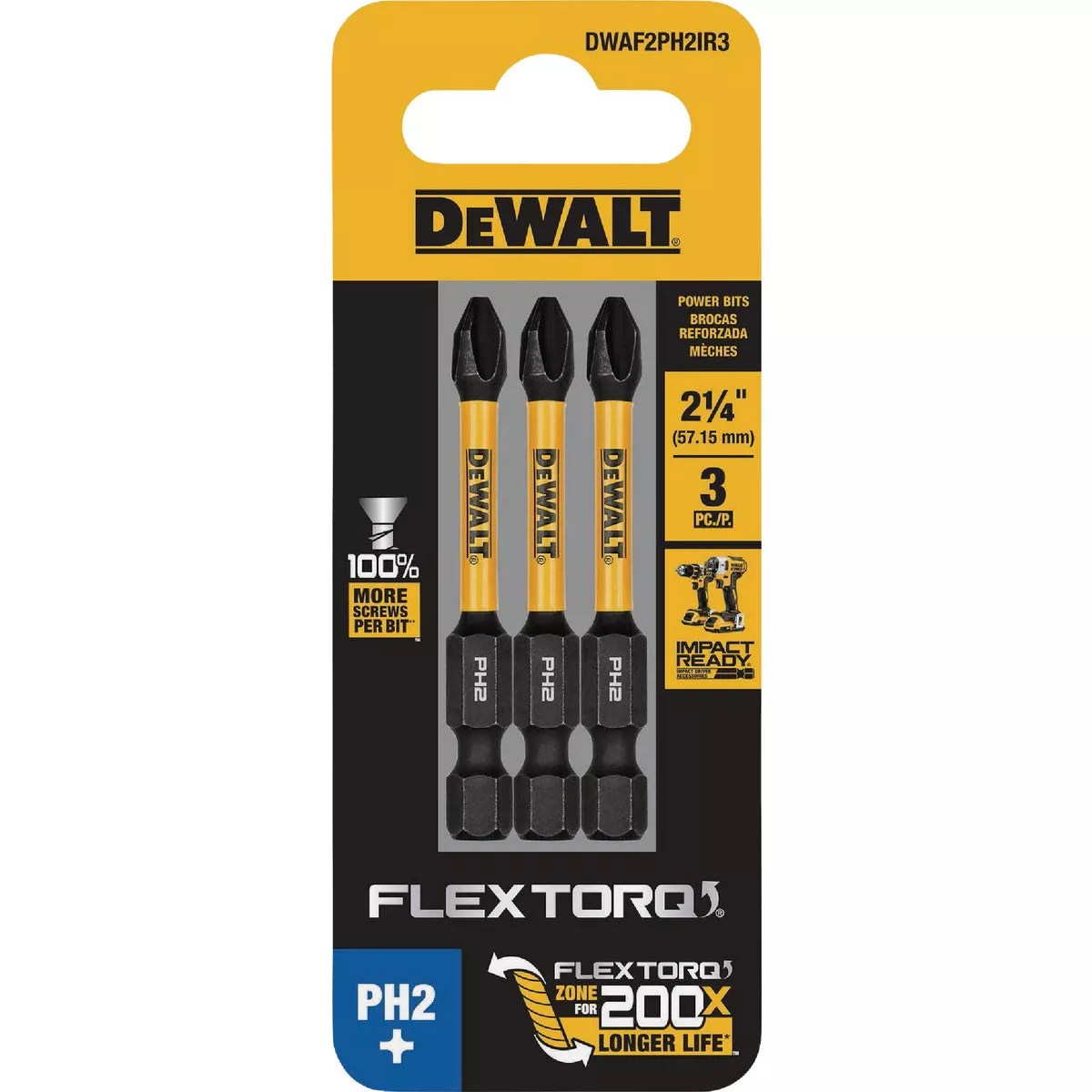 DEWALT FlexTorq 2 In. #2 Phillips Impact Screwdriver Bit (3-Pack) - photo 2