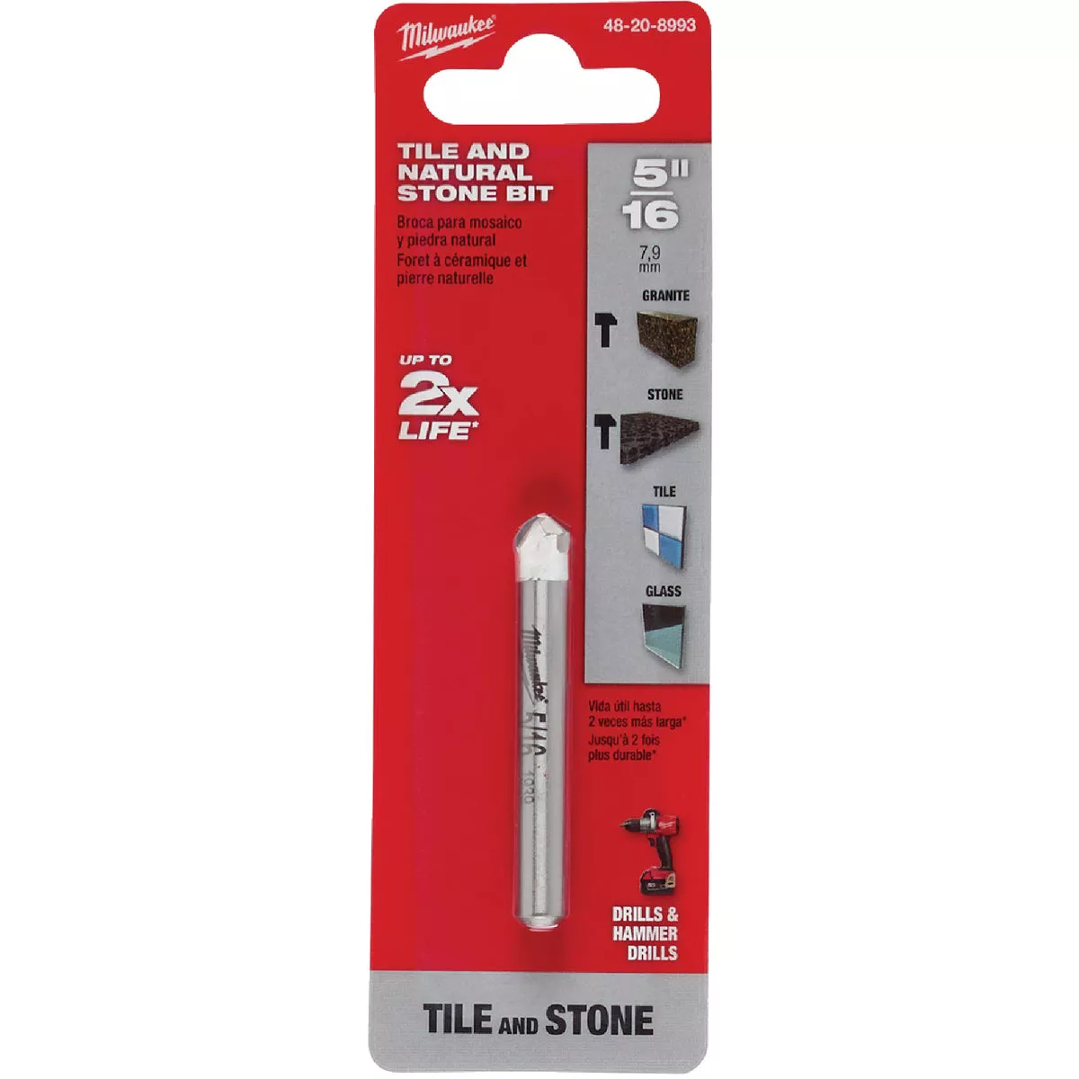 Milwaukee 5/16 In. Natural Stone, Glass and Tile Drill Bit - photo 2