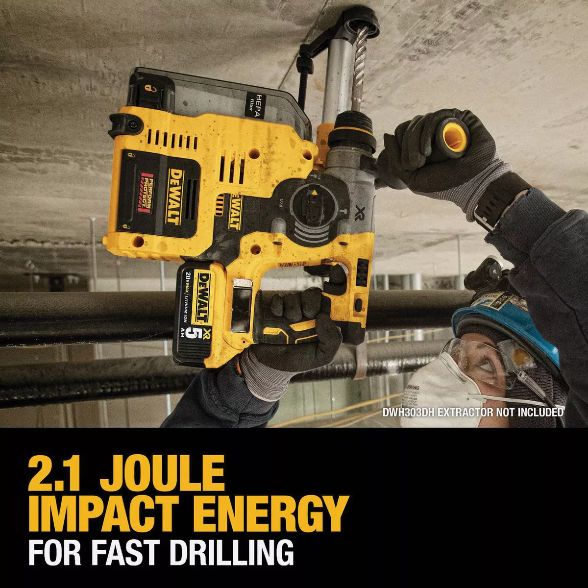 DEWALT 20V MAX XR Brushless 1 In. SDS-Plus L-Shape Cordless Rotary Hammer Kit with (2) 5.0 Ah Battery & Charger - photo 5