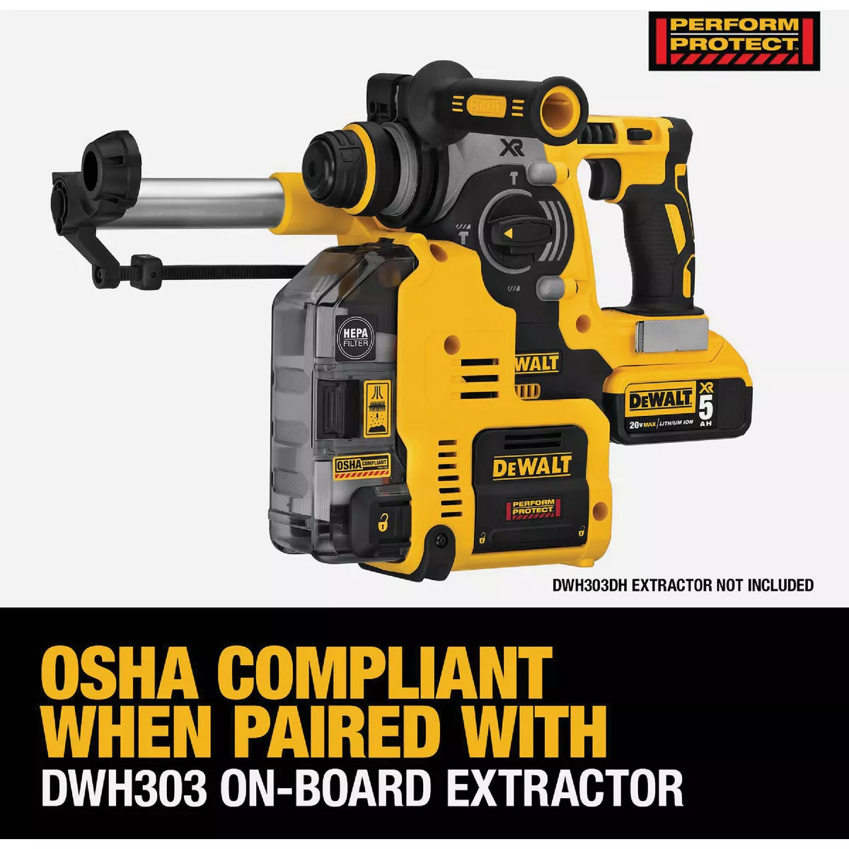 DEWALT 20V MAX XR Brushless 1 In. SDS-Plus L-Shape Cordless Rotary Hammer Kit with (2) 5.0 Ah Battery & Charger - photo 3