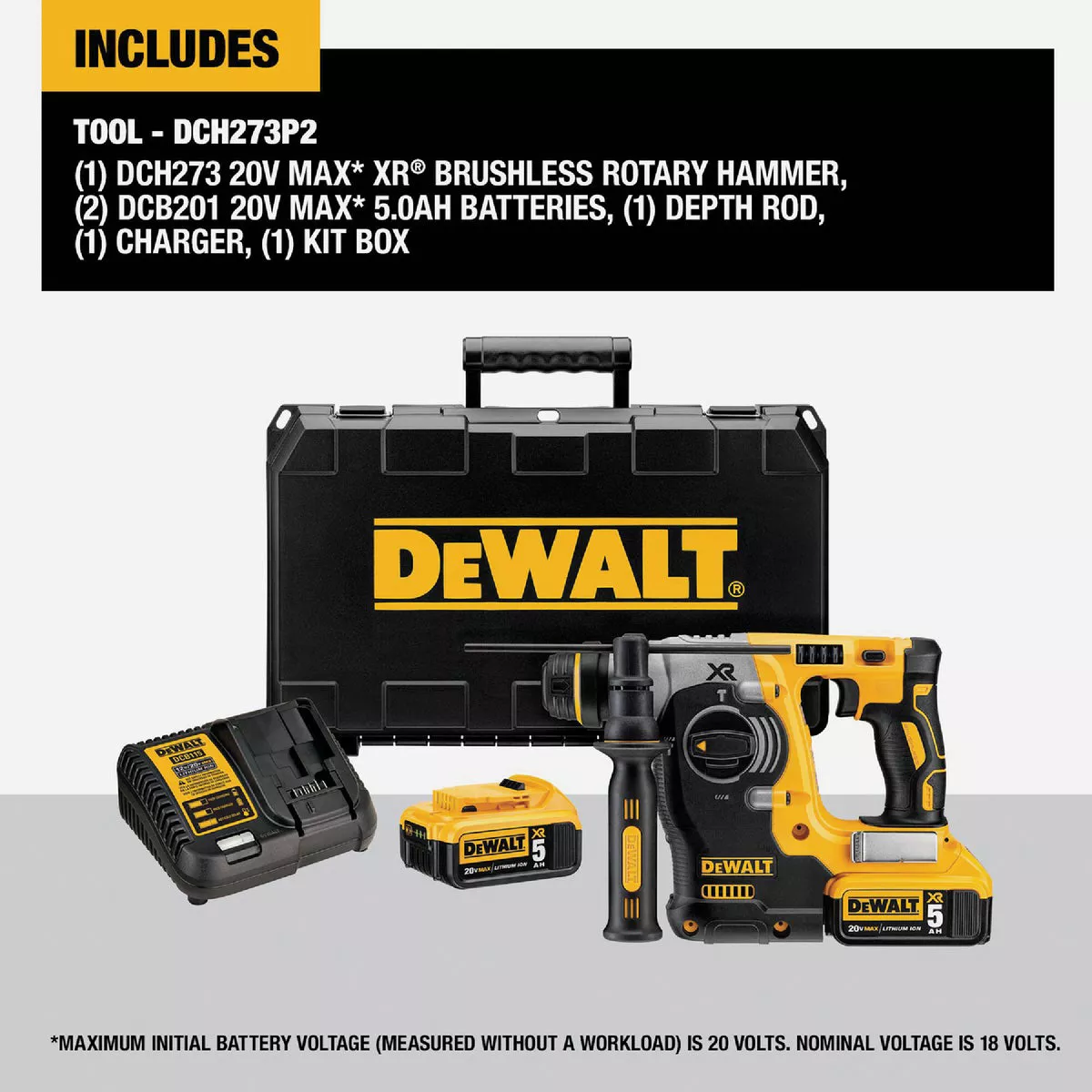 DEWALT 20V MAX XR Brushless 1 In. SDS-Plus L-Shape Cordless Rotary Hammer Kit with (2) 5.0 Ah Battery & Charger - photo 7