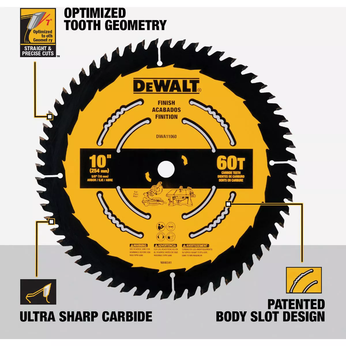 DEWALT 10 In. 60-Tooth Finish Circular Saw Blade - photo 2