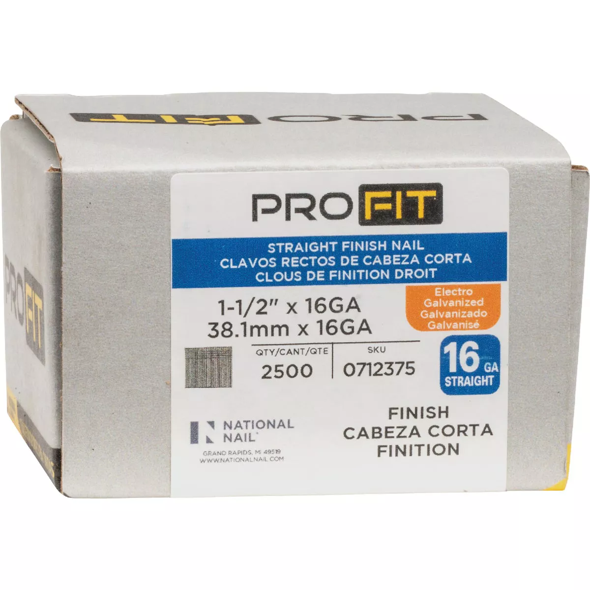 Pro-Fit 1-1/2 In. 16 Gauge Electro Galvanized Straight Finish Nail (2500 Ct.) - photo 2