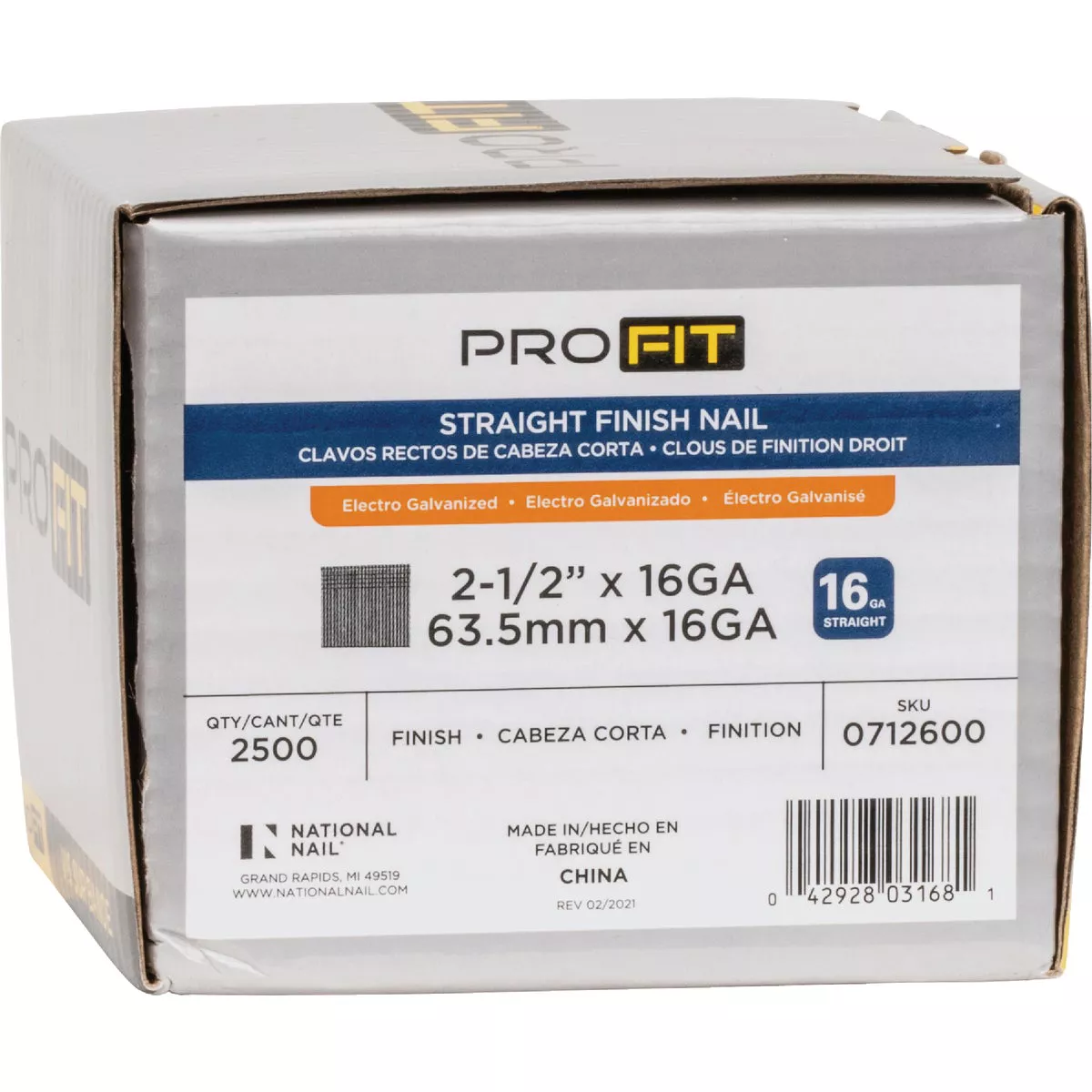 Pro-Fit 2-1/2 In. In. 16 Gauge Electro Galvanized Straight Finish Nail (2500 Ct.) - photo 2