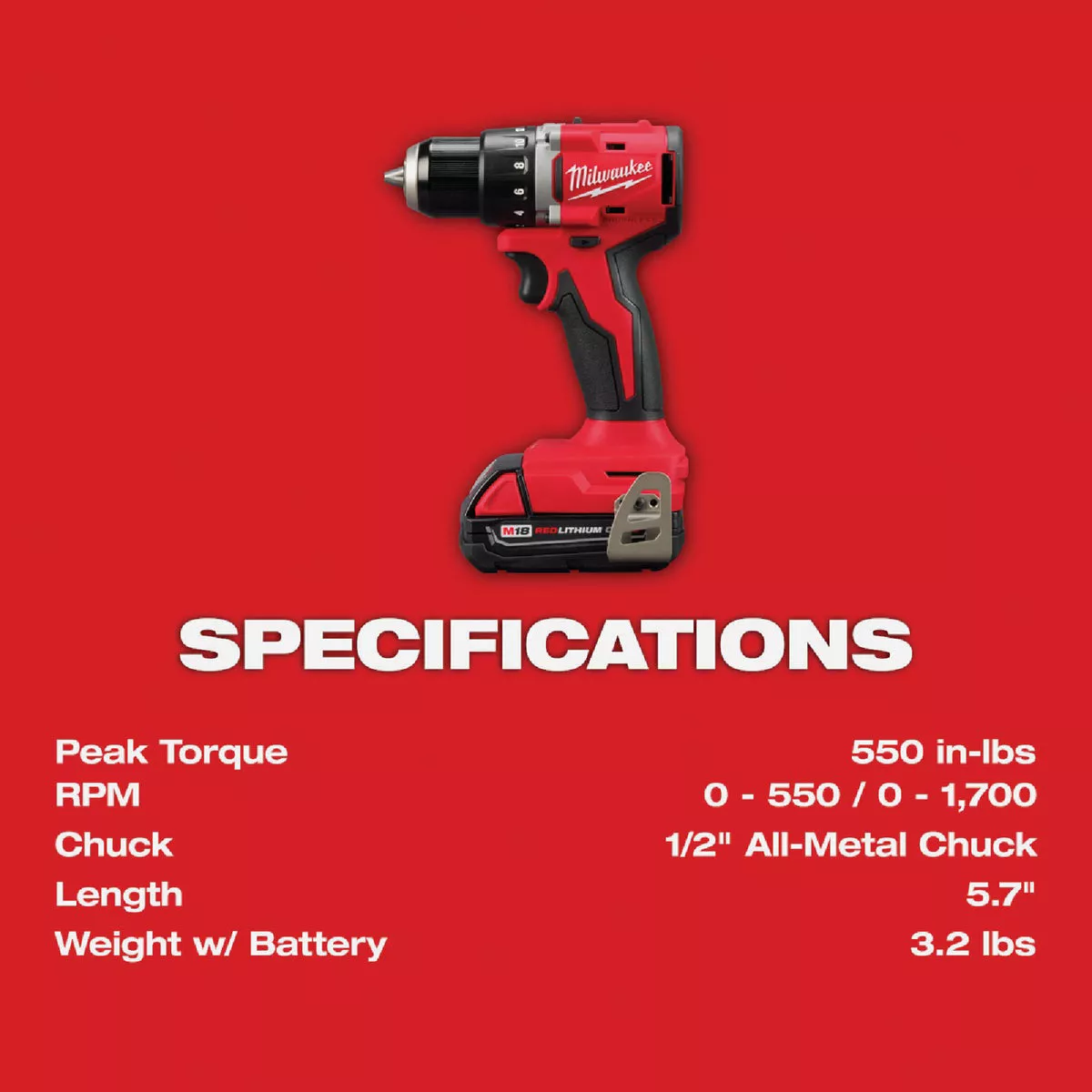 Milwaukee M18 2-Tool Brushless Cordless Compact Drill/Driver & Compact Impact Driver Combo Kit with (2) 2.0 Ah Batteries & Charger - photo 5