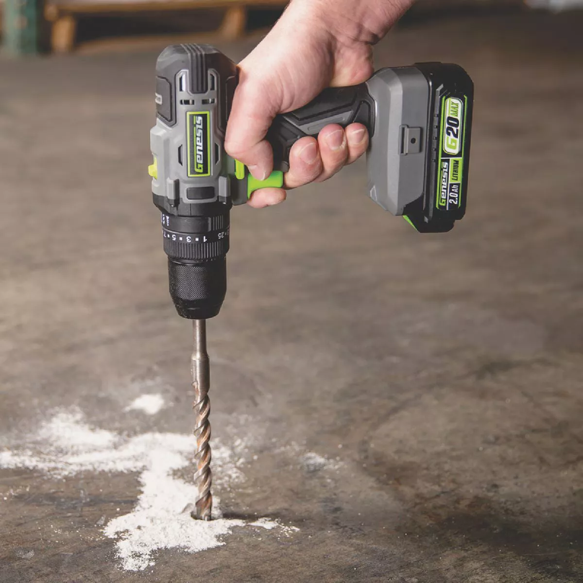 Genesis G20MAX 20V 1/2 In. 2-Speed Cordless Hammer Drill Kit with 2.0 Ah Battery & Charger - photo 3