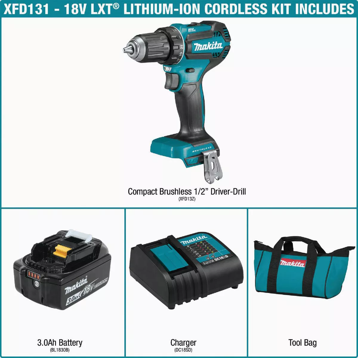 Makita 18-Volt LXT Lithium-Ion 1/2 In. Brushless Cordless Drill/Driver Kit - photo 7