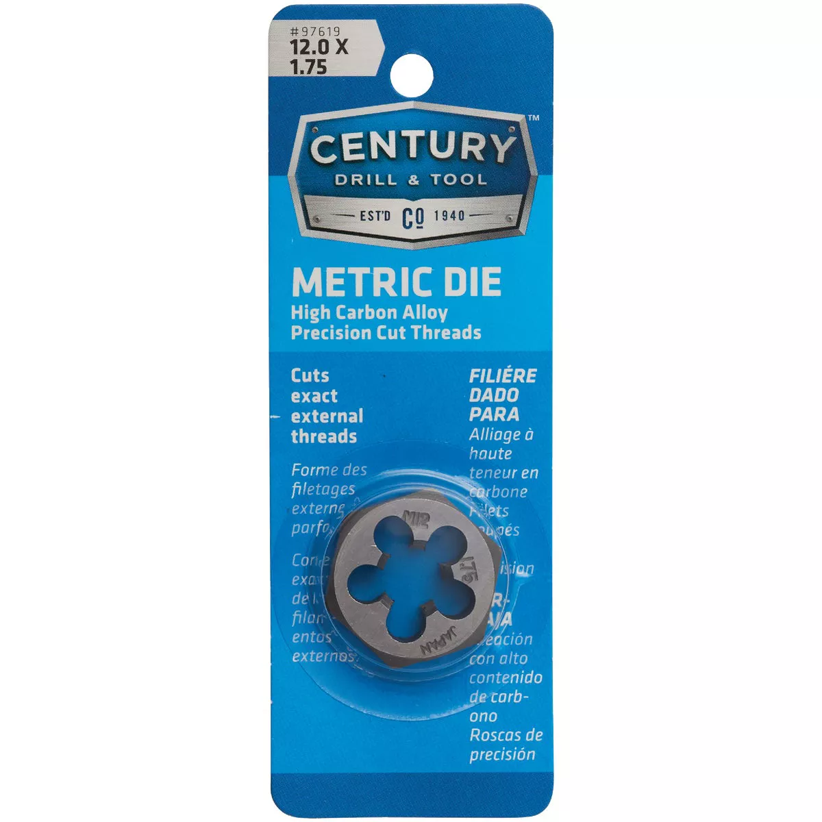 Century Drill & Tool 12.0x1.75 NPT 1 In. Across Flats Hexagon Pipe Die