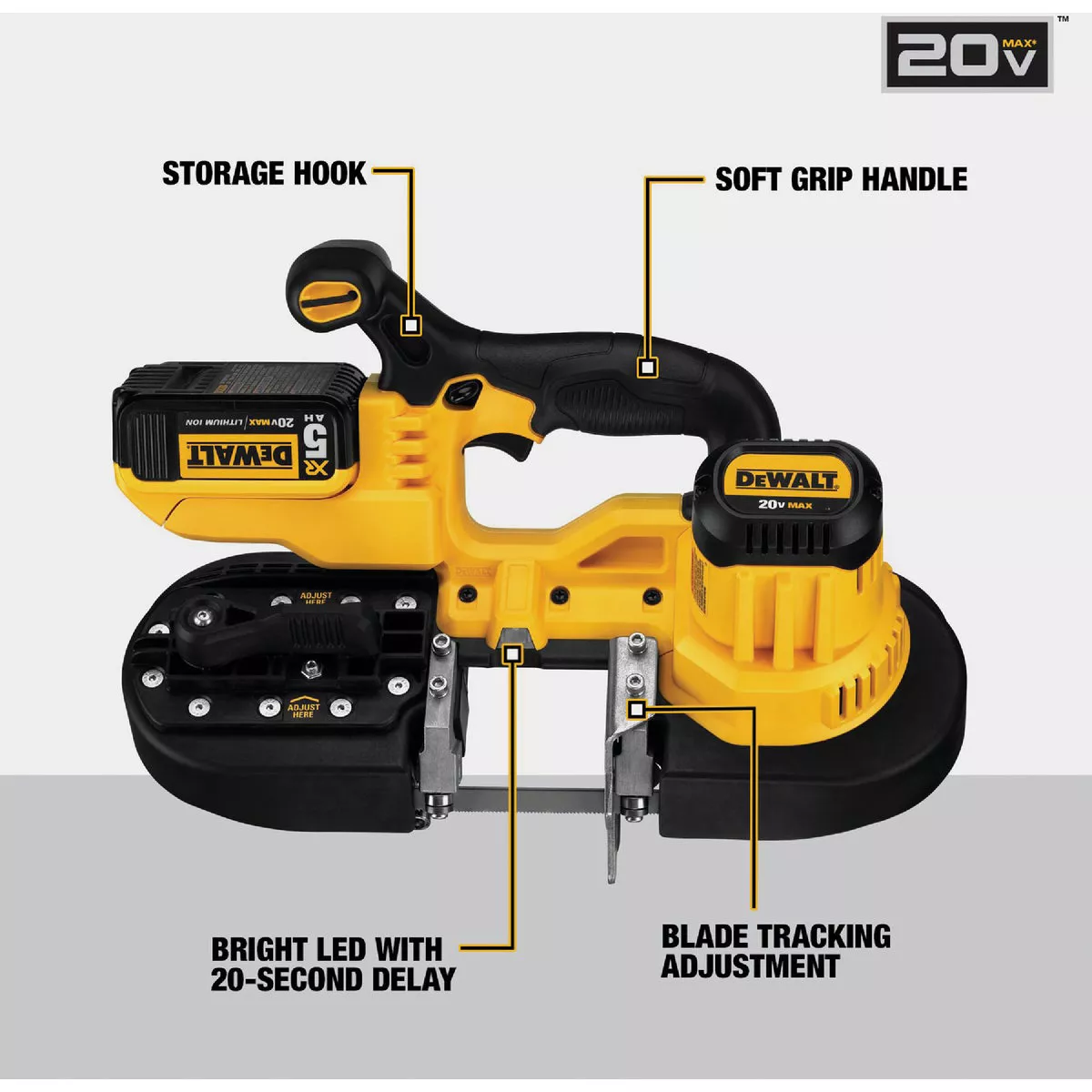 DEWALT 20V MAX Cordless Band Saw Kit with 5.0 Ah Battery & Charger - photo 3