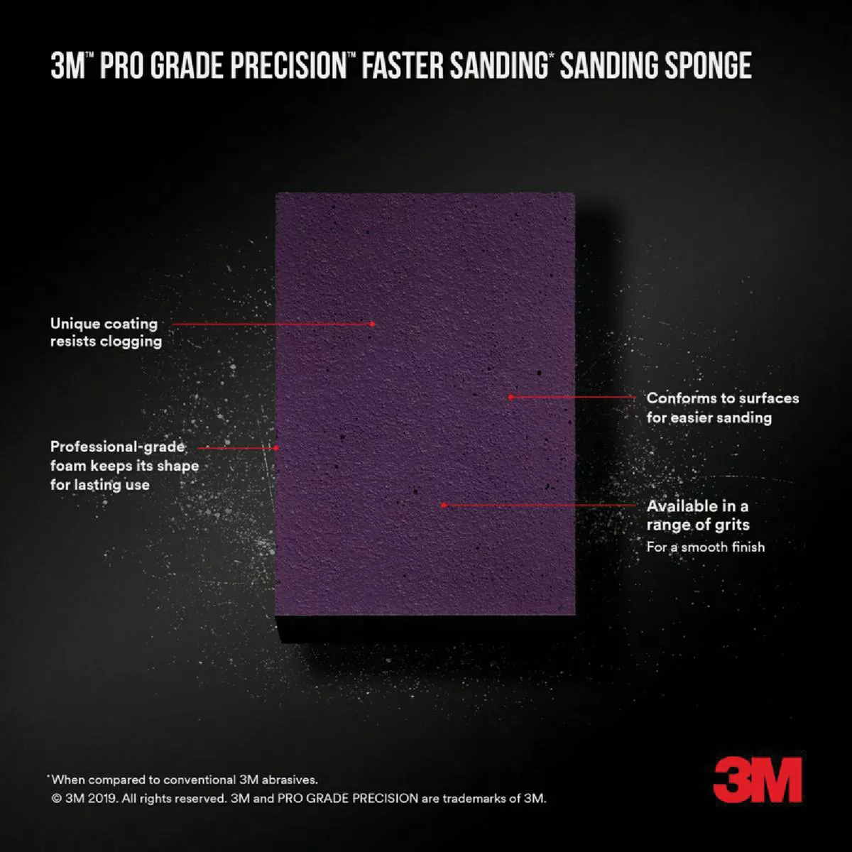 3M Pro Grade Precision 2.5 In. x 4.5 In. x 1 In. 120 Grit Fine Sanding Sponge - photo 3