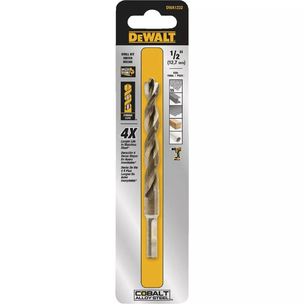 DEWALT 1/2 In. Pilot Point Industrial Cobalt Drill Bit - photo 2