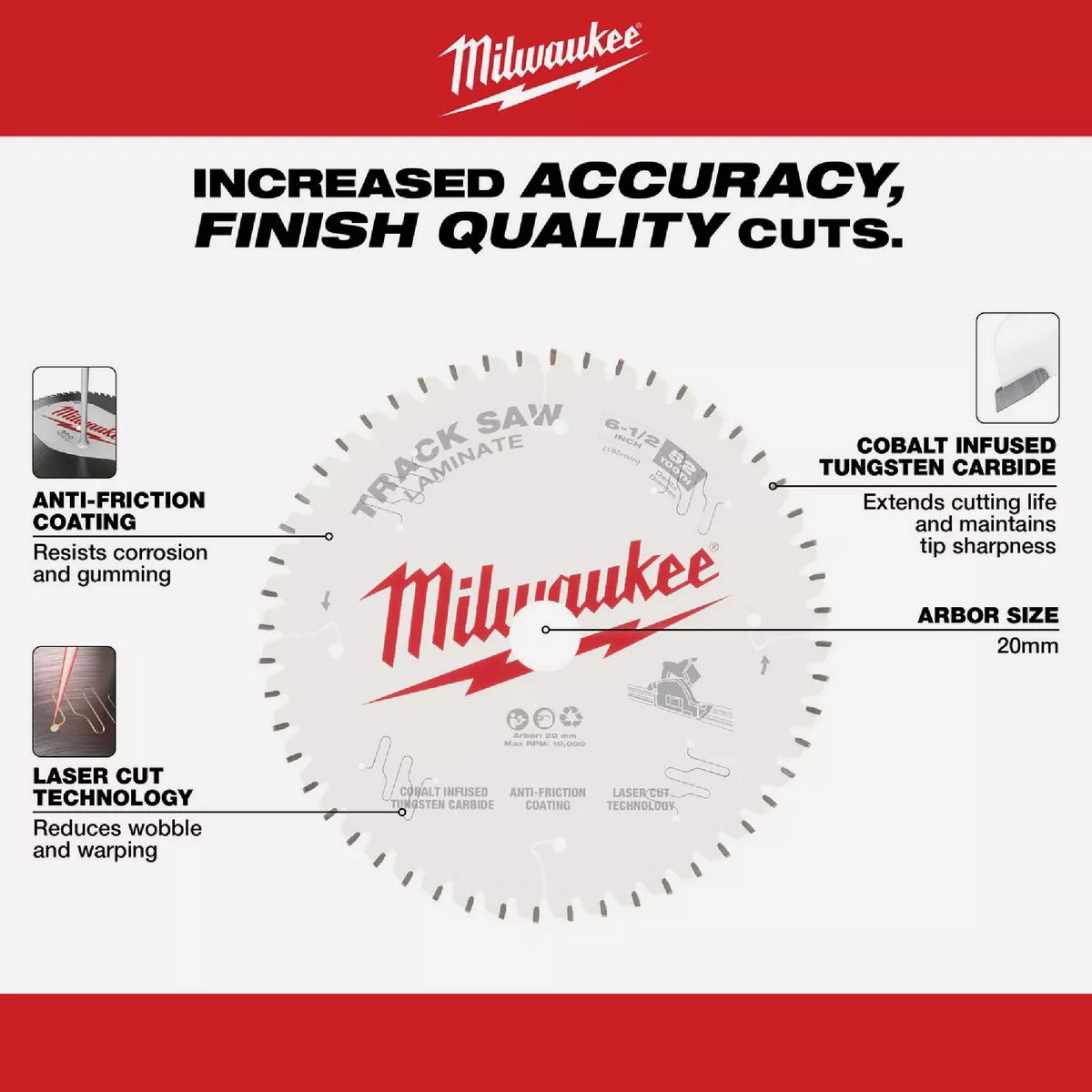 Milwaukee 6-1/2 In. 52-Tooth Laminate Track Saw Blade - photo 7