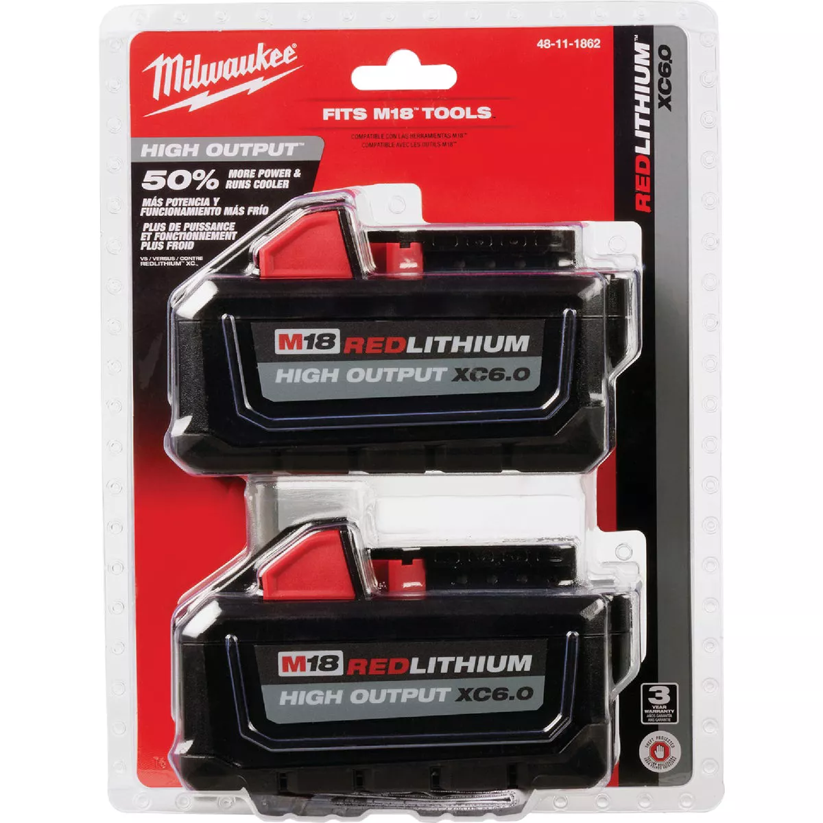 Milwaukee M18 REDLITHIUM Lithium-Ion High Output XC 6.0 Ah Battery Pack (2-Pack) - photo 5